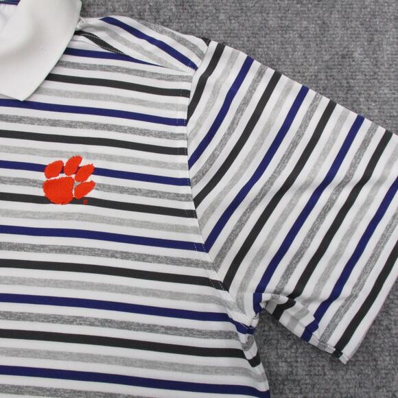 Clemson Tigers Shirt Mens Medium White Gray Striped Polo NCAA Football PING Golf - Picture 15 of 16